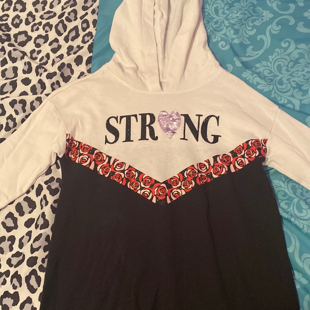 Cute hoodie says “strong”